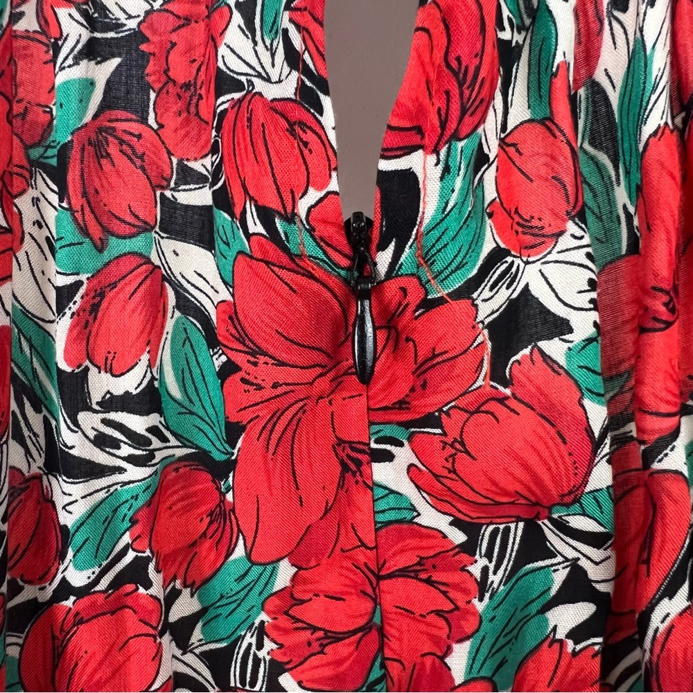 Ebby & I Midi Dress Floral Red Poppy Halter Neck Tie Waist Boho Size S 8 - Picture 12 of 16